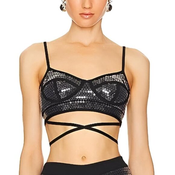 DAVID KOMA Knitted Sequin Cropped Top, size M - Picture 1 of 4
